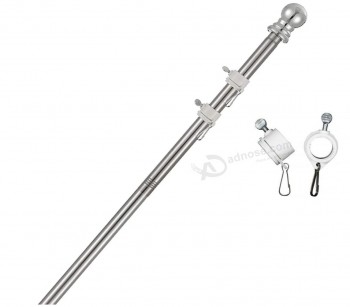 Kit asta per bandiera 6FT, asta per bandiera americana per impieghi gravosi in acciaio inossidabile, antiruggine per pareti del tetto da giardino all'aperto Yard Truck