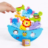 Jouets en bois sur le thème des animaux empilés Balancing Blocks pour les enfants 1 an jusqu’à Forme de couleur éducative Montessori