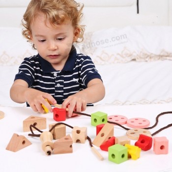 Houten veters geometrische vorm blokken set speelgoed voor kinderen van 1 jaar tot en met educatieve vorm kleursorteerder houten stapelspeelgoed voor baby's