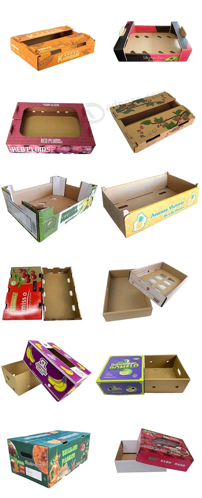 Fsc Custom High Definition 5 Color Flexo Printing Corrugated Cardboard Paper Pear Orange Apple Lemon Mango Banana Fruit Vegetable Packing Packaging Carton Box
