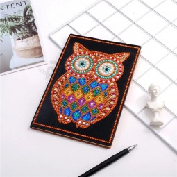 Colored Big Eyed Owl 5D DIY Special Shaped Diamond Painting Notebook Students Sketchbook Craft Christmas Gift