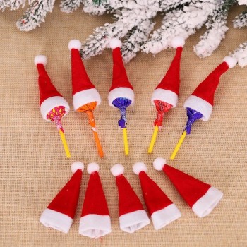 10PCS/Set Mini Candy Kerstmuts Lollipop Topper Cover Hoed Nieuwjaar Festival Party Decoratie Leuke Kinderen Gift
