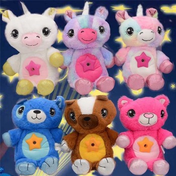 Groothandel Star Belly Dream Lites Pluche Speelgoed Nachtlampje Knuffelige Puppy Kerstcadeaus voor Kinderen Kinderen