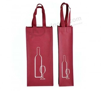 Sac à vin non tissé réutilisable Porte-vin Bouteille de bière Sac fourre-tout Porte-bouteille avec 1 bouteille 2 bouteilles Logo personnalisé