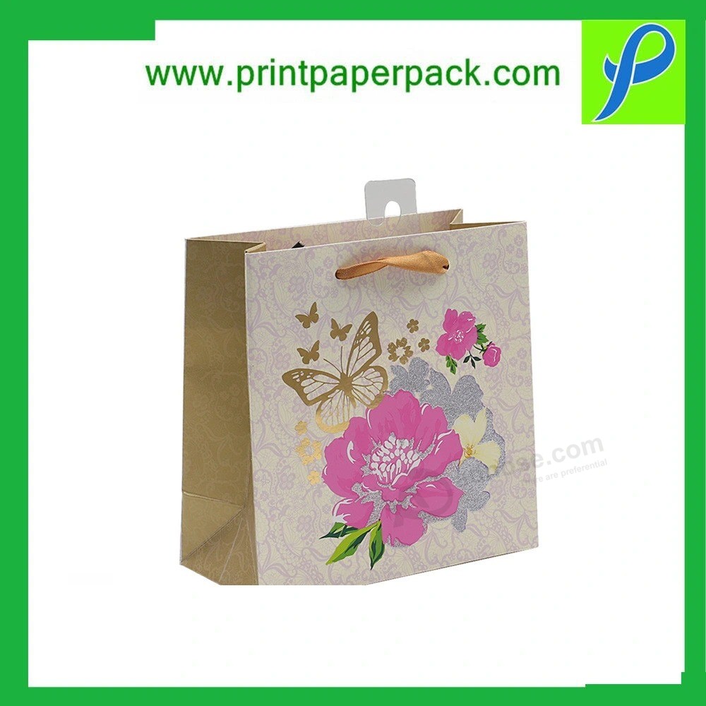 Custom Craft Logo Printed Shopping / Carrier Foldable Packaging Bag, Luxury Recycled Gift Packing Bag, Fashion Kraft Paper Bag for Party / Tea / Shoes / Clothes