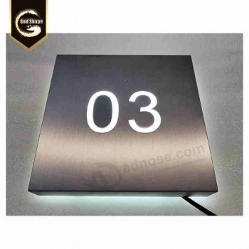 Commercio all'ingrosso in acciaio inox porta di orientamento piano ufficio cavo rettangolo LED Light Box