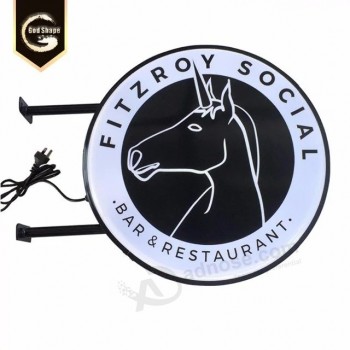Esterno Pubblicità Esterna Cerchio Rotondo Illuminazione A LED Light Box per Bar Birra Pizzeria Ristorante Logo Marca Lama Segno
