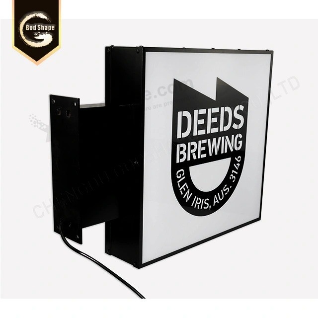 Factory Wholesale Outdoor Logo Bar Beer Pizza Coffee Shop Logo Brand 304 Stainless Steel Frame Advertising Round Light Box