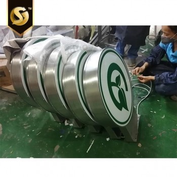 Usine en gros extérieur logo bar bière pizza café magasin logo marque 304 acier inoxydable cadre publicitaire rond boîte lumineuse
