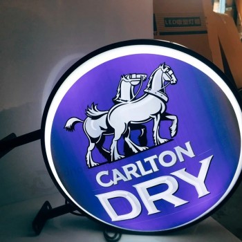 Stampa di seta di fabbrica in porcellana personalizzata Popolare logo di forma circolare 3D LED Scatola luminosa pubblicitaria in acrilico con formatura sottovuoto