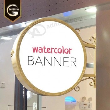 Esterno Pubblicità Esterna Cerchio Rotondo Doppia Faccia Light Box per Bar Birra Pizzeria Ristorante Logo Marca Lama Segno