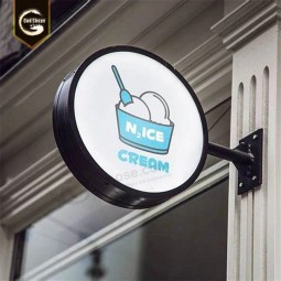 외부 옥외 광고 라운드 서클 LED 라이트 박스 바 맥주 피자 레스토랑 로고 브랜드 디자인 사인