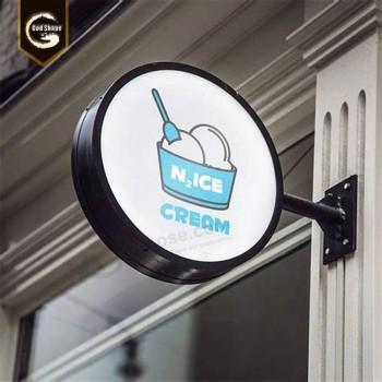 Scatola luminosa a LED a cerchio rotondo per pubblicità esterna esterna per bar birra pizza ristorante logo segno di design del marchio