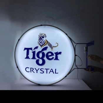 Produttore di insegne professionali Logo personalizzato Scatola luminosa rotonda per esterni Scatola luminosa in metallo con struttura in metallo Scatola luminosa in acrilico per b