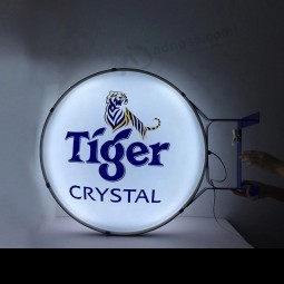 professionelle schilder hersteller benutzerdefiniertes logo runde außenleuchte Box Metallrahmen vakuumformen Bier Acryl Licht Box