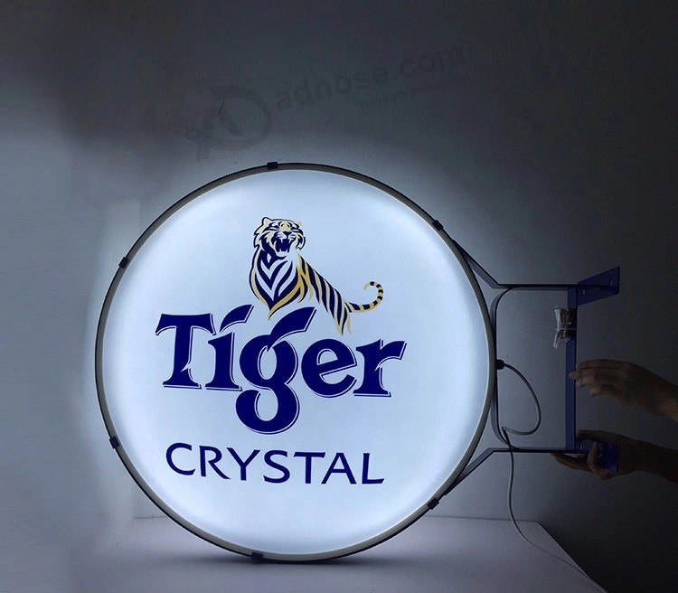 Professional Signs Manufacturer Custom Logo Outdoor Round Light Box Metal Frame Vacuum Forming Beer Acrylic Light Box