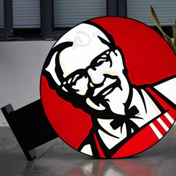Logo personalizzato Kfc negozio al dettaglio anteriore in acciaio inox centro commerciale rotondo in alluminio light box