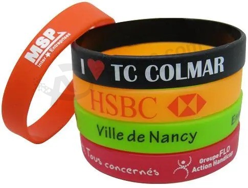 Hot Selling Silk Printing Logo Silicone Bracelet, Silicone Wristband