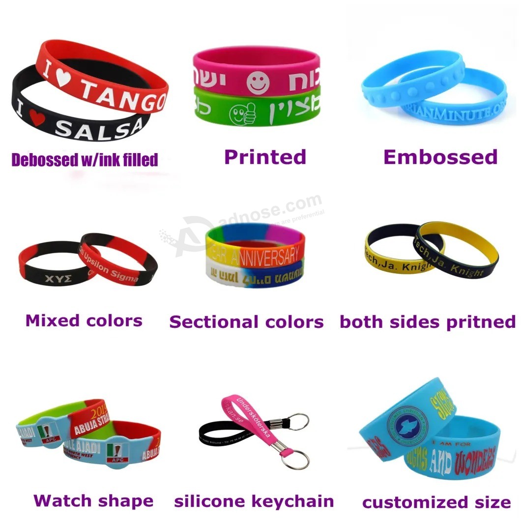 Custom Color Embossed Logo Custom Silicone Wristbands
