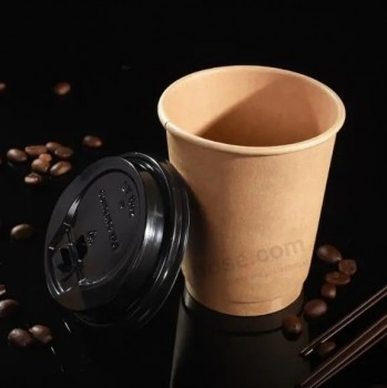 OEM Custom Logo High Quality Disposable Biodegradable 8 Oz Double Wall Paper Coffee Cups with Lids