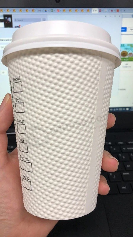 Logo Custom Printing Disposable Double Wall White Paper Coffee Cup