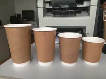 ロゴカスタム印刷使い捨て二重壁ホワイトペーパーコーヒーカップ