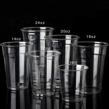 16oz 500ml 24oz 700ml 650ml 사용자 정의 로고 인쇄 투명 일회용 플라스틱 U 모양 애완 동물 주스 Boba 우유 거품 티 컵 뚜껑