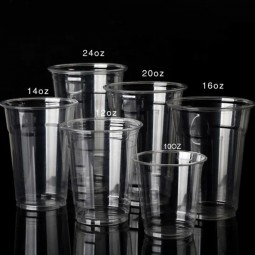 16oz 500ml 24oz 700ml 650ml 사용자 정의 로고 인쇄 투명 일회용 플라스틱 U 모양 애완 동물 주스 Boba 우유 거품 티 컵 뚜껑