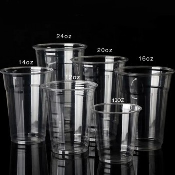 16oz 500ml 24oz 700ml 650ml 사용자 정의 로고 인쇄 투명 일회용 플라스틱 U 모양 애완 동물 주스 Boba 우유 거품 티 컵 뚜껑