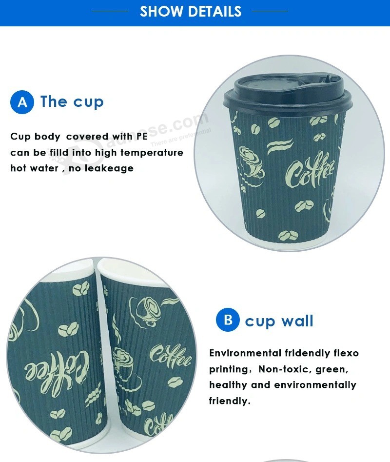 Low Price 12oz Ripple Wall Custom Logo Printed Paper Cup