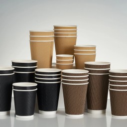 Custom Logo Biodegradable 4oz/8oz/12oz/16oz Ripple Hot Drink Coffee Paper Cup