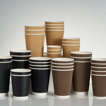 Logo personalizzato Biodegradabile 4oz/8oz/12oz/16oz Ripple Hot Drink Tazza di carta da caffè