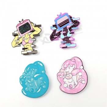 Conception de haute qualité Votre logo brillant paillettes revers badge pin