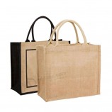 Aangepast logo natuurlijke jute milieuvriendelijk gerecycled canvas niet-geweven draagtassen herbruikbare kruidenierswinkel jute boodschappentas