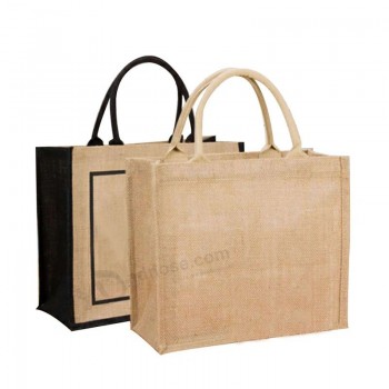 Custom Logo Natural Burlap Eco-Friendly Recycled Canvas Non-Woven Tote Bags Reusable Grocery Jute Shopping Bag