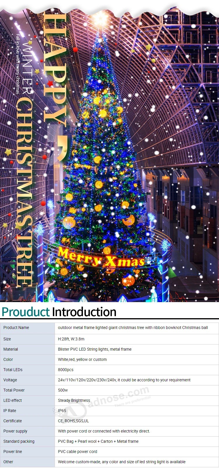 Artificial Giant 30FT LED 3D Motif Christmas Tree Mall Indoor & Outdoor
