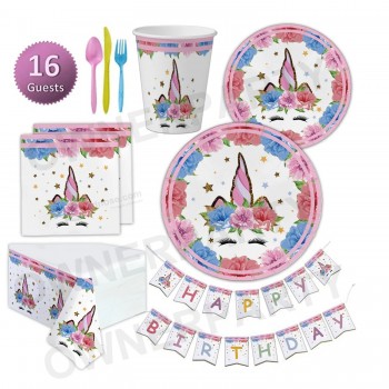 Enfants Anniversaire Licorne Ensemble de fête Fournitures de fête sur le thème de l’événement