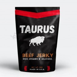 Benutzerdefinierter Logodruck Matte Geruch Dicht Verpackung Ziplock Unkraut Mylar Kunststoff Rindfleisch Dörrfleisch Verpackungsbeutel