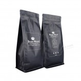 주문 로고 인쇄 플라스틱 알루미늄 호일 편평한 바닥 부대 500g 까만 매트 지플락 커피 부대 음식 포장 Mylar 부대