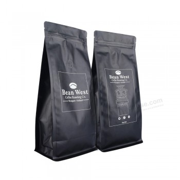 주문 로고 인쇄 플라스틱 알루미늄 호일 편평한 바닥 부대 500g 까만 매트 지플락 커피 부대 음식 포장 Mylar 부대