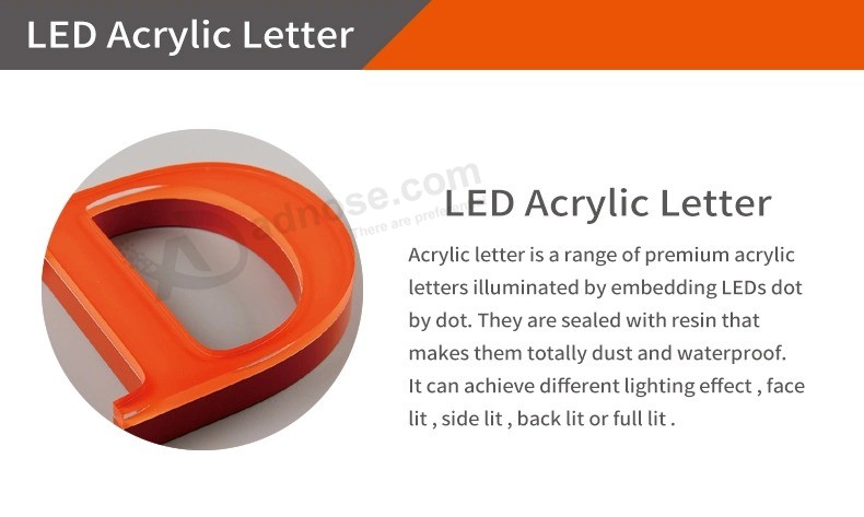 Backlit Acrylic Waterproof Letter Advertising Luminous Sign