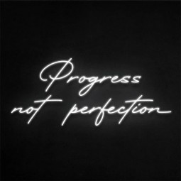LED 발광 조명 Progress Not Perfection 네온 사인 화이트 투명 아크릴 홀더 베이스