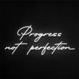 Lumières lumineuses à LED Progress Not Perfection Enseigne au néon avec base de support en acrylique transparent blanc