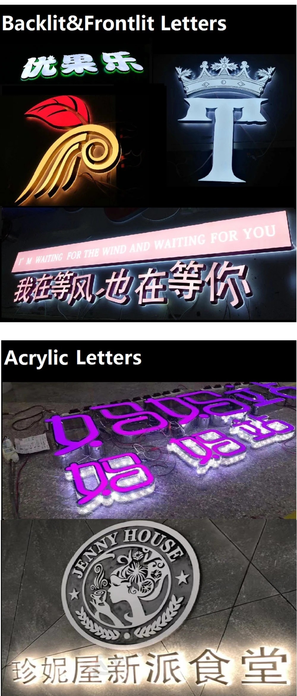 Acrylic Bright Luminous Characters DIY LED Channel Letters Signboard