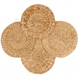 Manteles individuales de jacinto de agua natural esteras tejidas redondas para la mesa de comedor de la cocina