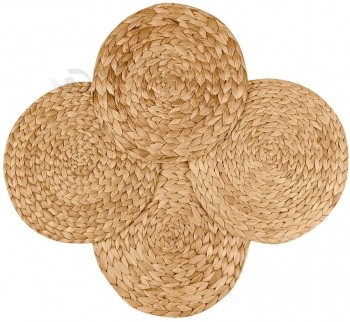 Napperon en jacinthe d’eau naturelle Tapis tissés ronds pour cuisine Table à manger Fête