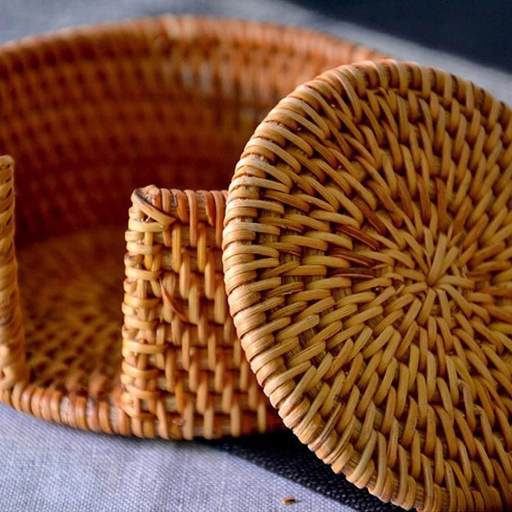 Rattan Coasters Handcrafted Eco-Friendly Coffee Cupmat Tea Cup Mat Teapot Vine Placemat