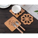 Cocina Agarradera de bambú Alfombra de mesa de madera Alfombra de olla Creativo Lindo tazo de té Posavasos de aislamiento