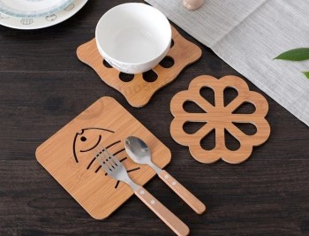 Cocina Agarradera de bambú Alfombra de mesa de madera Alfombra de olla Creativo Lindo tazo de té Posavasos de aislamiento