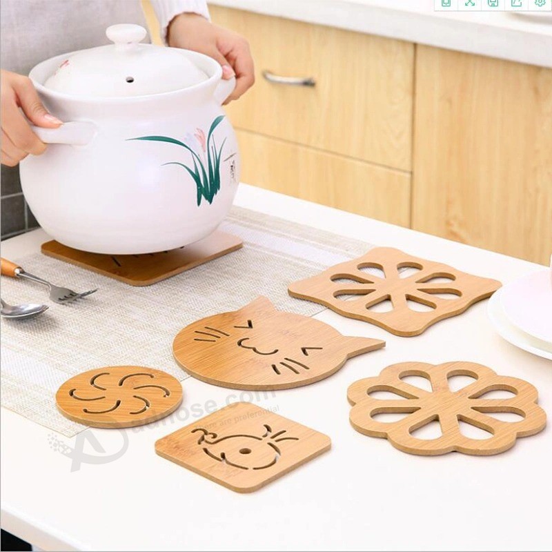 Placemat Round Carton Shape Place Mats for Dining Table Wood Cup Mat